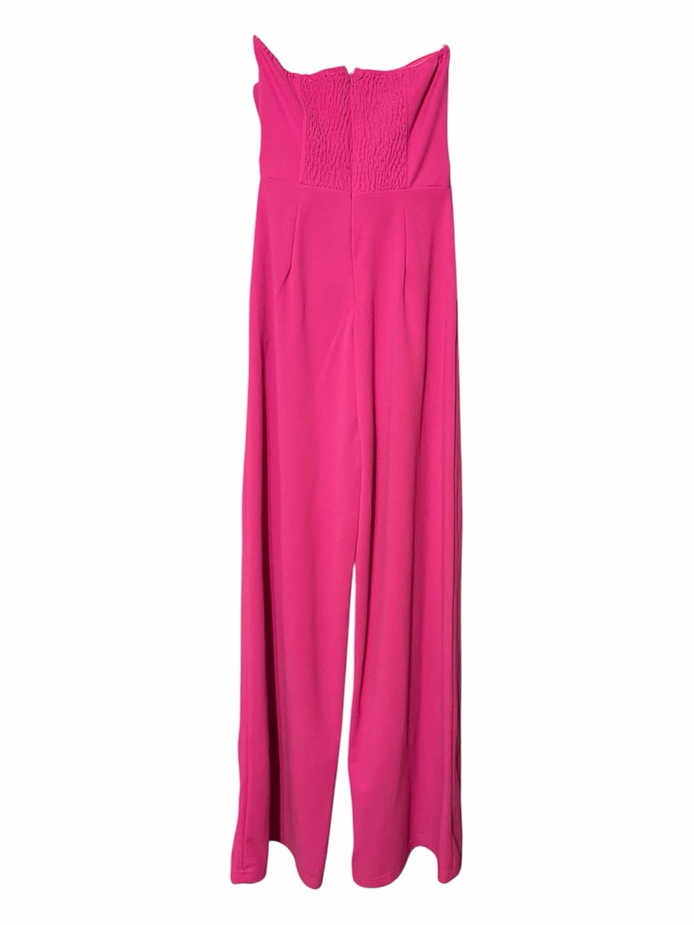 Entro Fuchsia Pink Strapless Pleated Bodice Wide Leg Jumpsuit - Picture 3 of 13